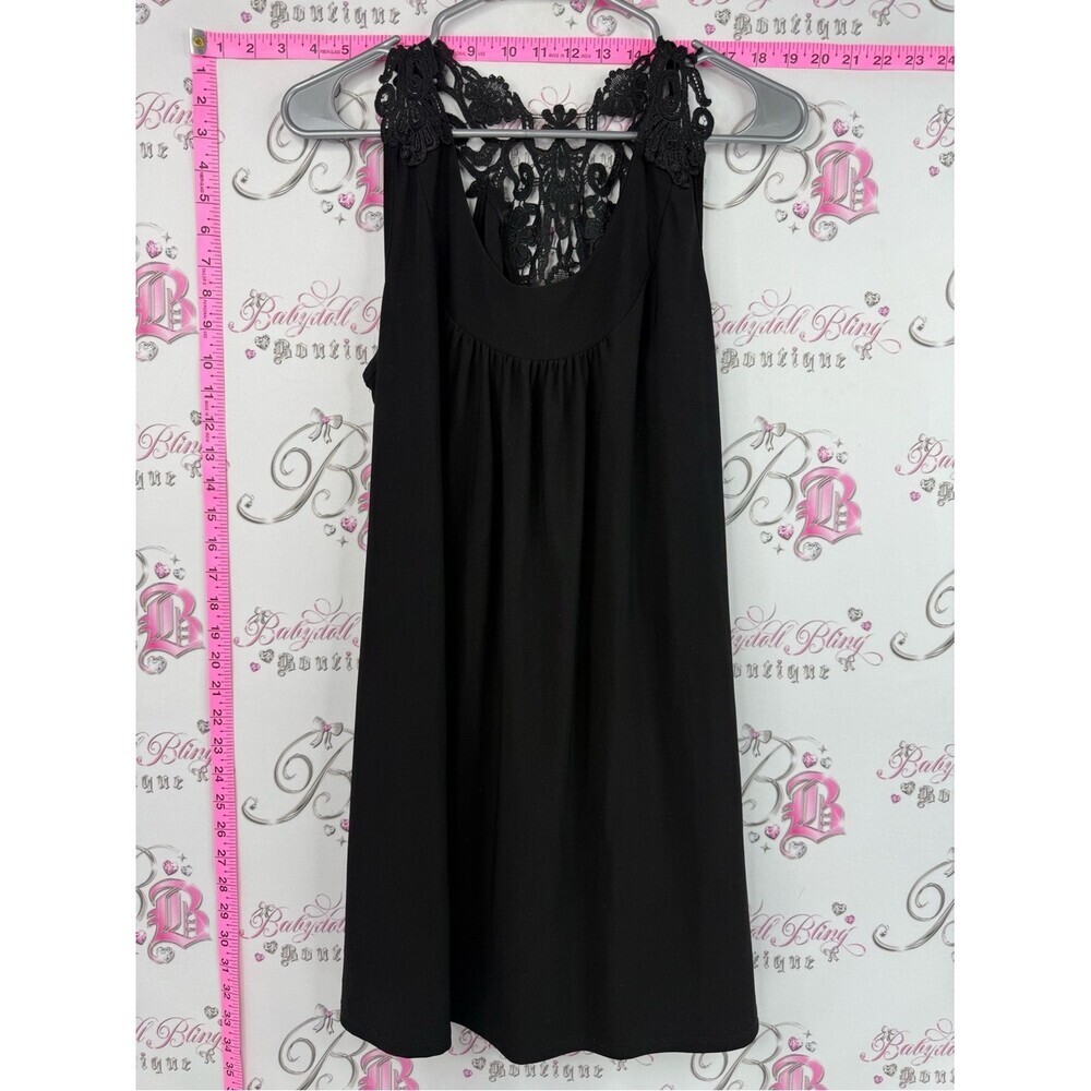 Neva mini dress or long top lace Black Sleeveless Dress with Lace Back Detail